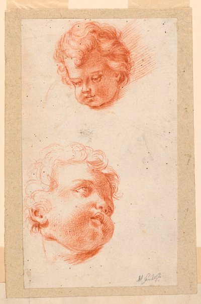Tekening, Studies: Twee hoofden van kinderen, laat 18e eeuw door Mauro Gandolfi