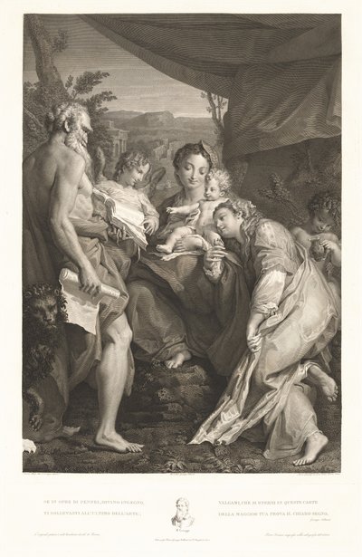 Maagd en Kind met Heiligen Hiëronymus en Catharina en een Engel door Mauro Gandolfi, after Correggio