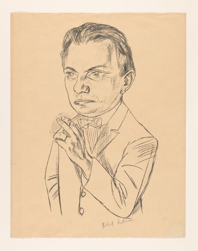 Zelfportret met sigaret door Max Beckmann (signed by artist)