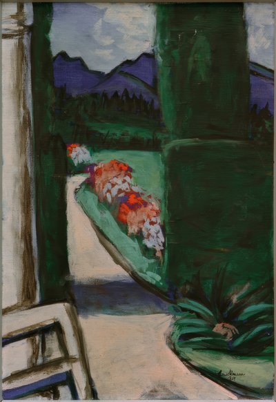 Uitzicht vanuit het paviljoen. Ohlstadt door Max Beckmann