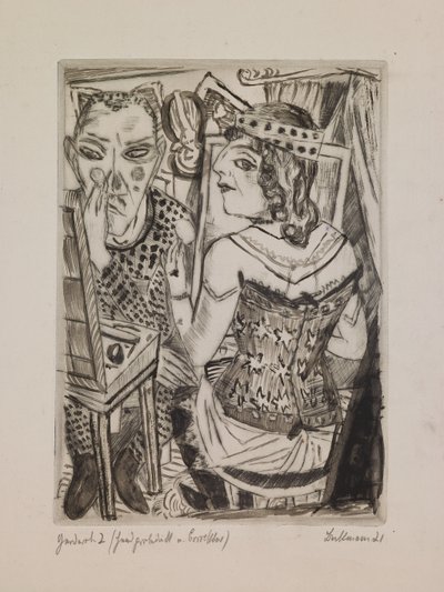 Kleedkamer, plaat 2 uit de portfolio "De jaarmarkt". door Max Beckmann