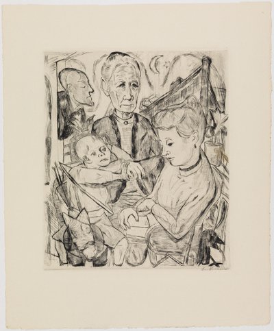 Familiescène (familie Beckmann) door Max Beckmann