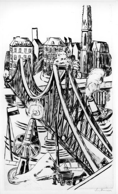 Grote Brug (De IJzeren Brug in Frankfurt am Main) door Max Beckmann