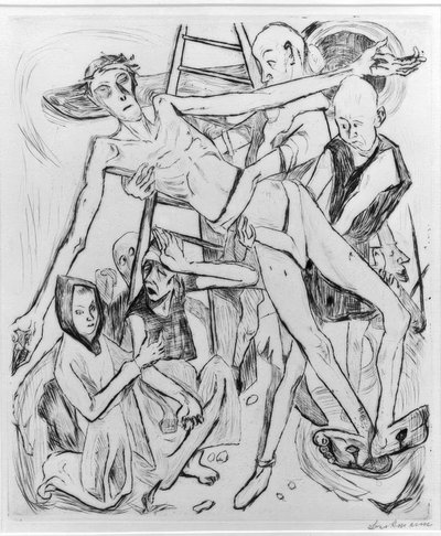 Halfnaakt met Kat door Max Beckmann