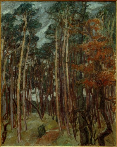Hermsdorfer bos op een grijze dag door Max Beckmann