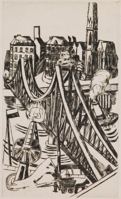 Grote brug ("Eiserner Steg" in Frankfurt am Main) door Max Beckmann