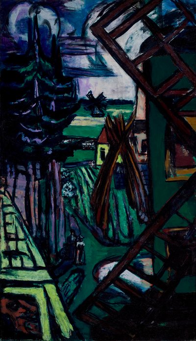 Groot Laren Landschap met Windmolen door Max Beckmann