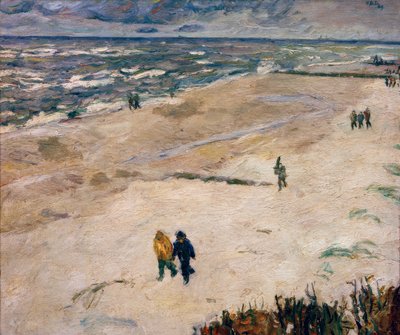 Mensen na het Werk aan Zee (Aan het Strand van Wangerooge) door Max Beckmann