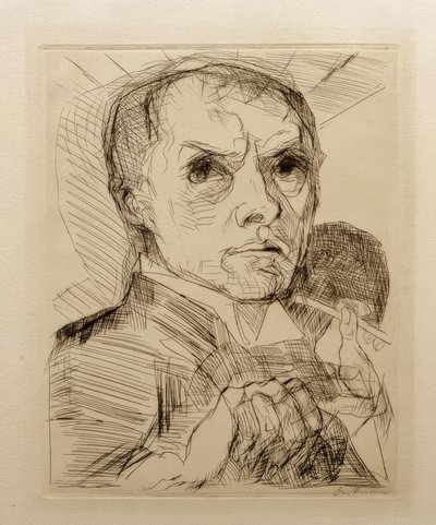 Zelfportret met Griffel door Max Beckmann
