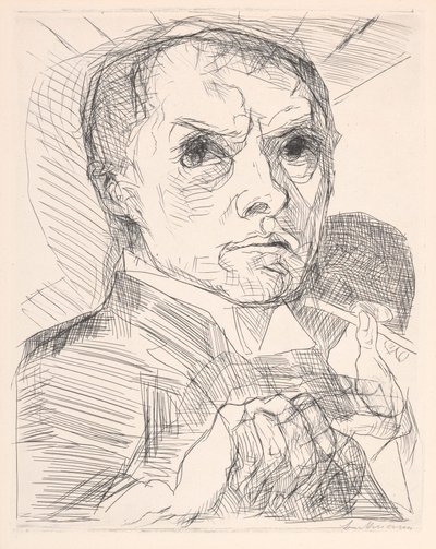 Zelfportret met stift door Max Beckmann