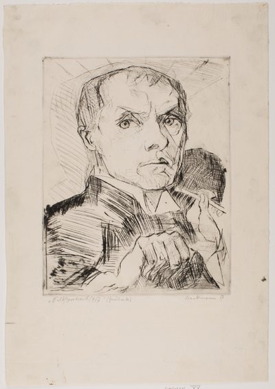 Zelfportret met stift, blad 19 uit "Gezichten" door Max Beckmann