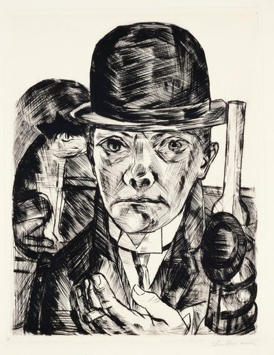 Zelfportret met hoed door Max Beckmann