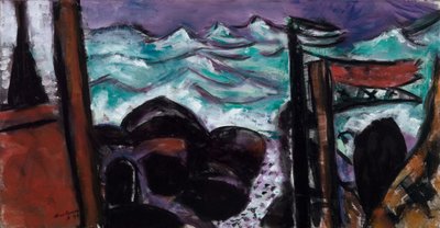 Kleine stormachtige zee door Max Beckmann