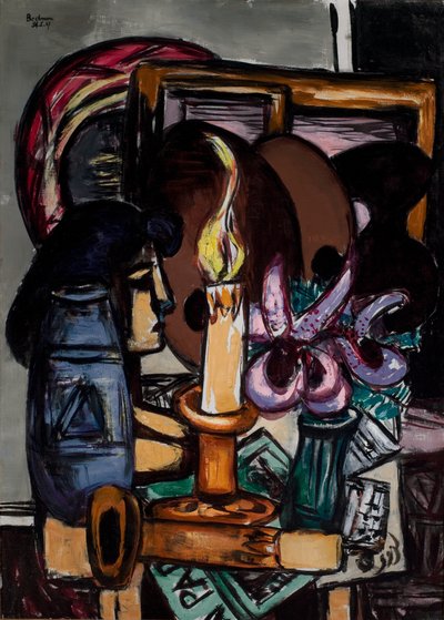 Stilleven met twee grote kaarsen door Max Beckmann