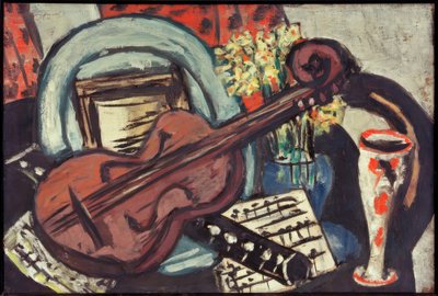Stilleven met viool en fluit door Max Beckmann
