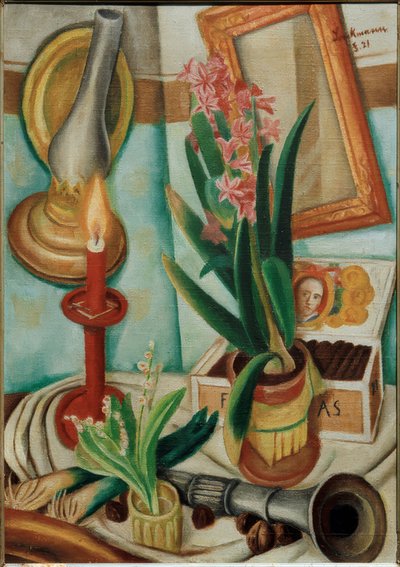 Stilleven met brandende kaars door Max Beckmann