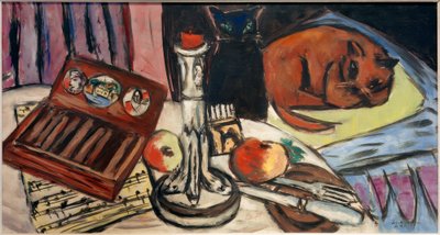 Stilleven met zilveren kandelaar door Max Beckmann