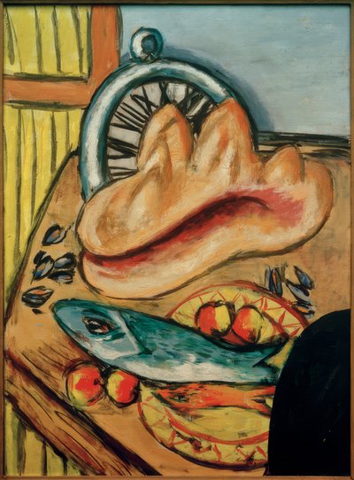 Stilleven met vis en schelp door Max Beckmann