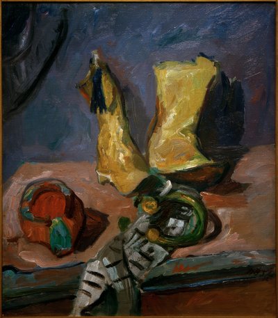 Stilleven met gele laarzen door Max Beckmann