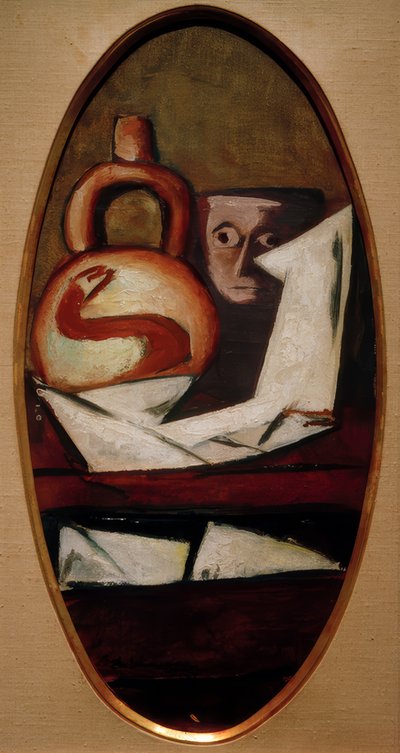 Stilleven met Mexicaanse figuur door Max Beckmann