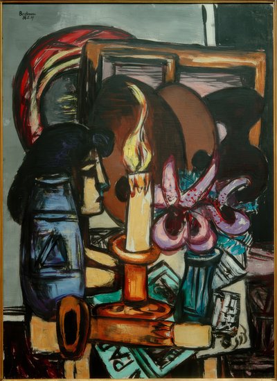 Stilleven met twee grote kaarsen door Max Beckmann