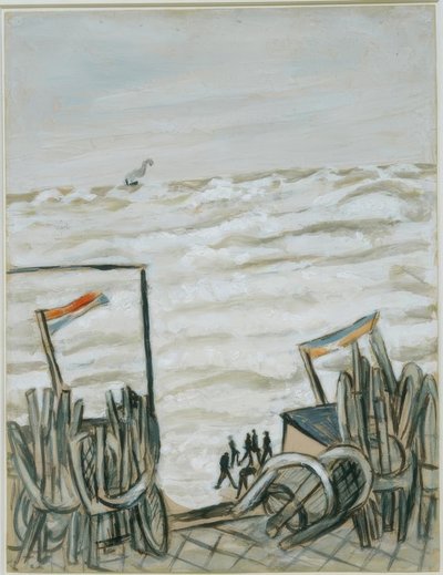 Strand bij vloed door Max Beckmann