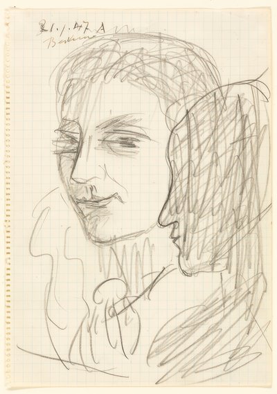 Studie van twee hoofden door Max Beckmann
