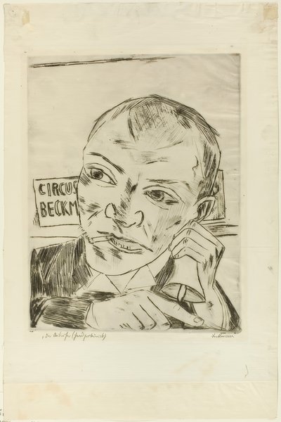 De Roep (Zelfportret), plaat één uit Der Jahrmarkt door Max Beckmann