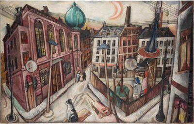 De synagoge in Frankfurt Am Main door Max Beckmann