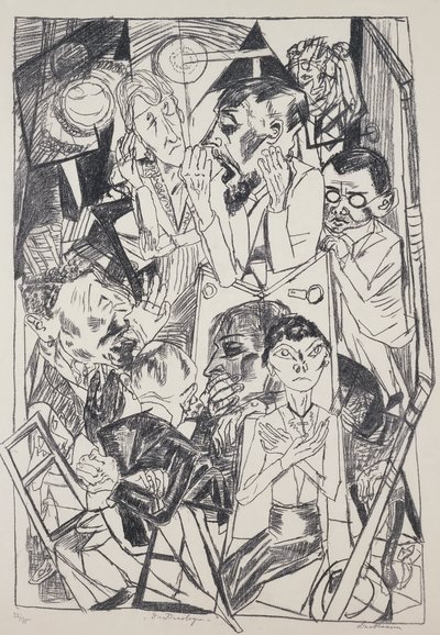 De ideologen, door Max Beckmann, gravure door Max Beckmann