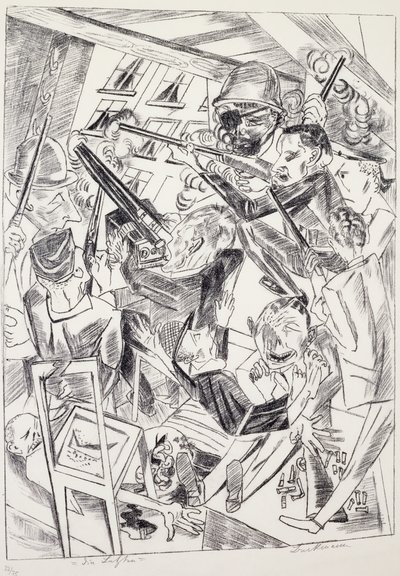 De laatsten, door Max Beckmann (1884-1950), lithografie. Duitsland, 20e eeuw. door Max Beckmann