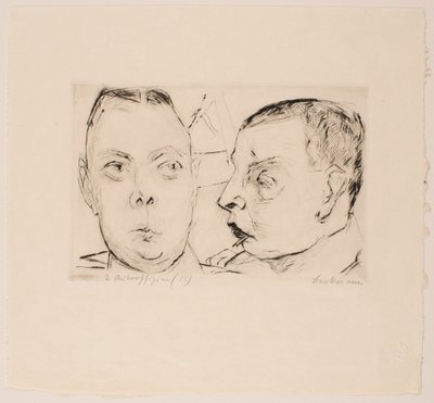 Twee auto-officieren (Faces) door Max Beckmann
