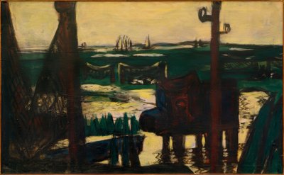 Waddenzee groen en zwartgeel door Max Beckmann