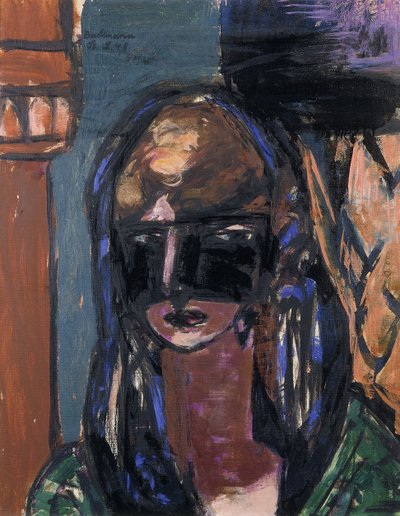 Vrouw met Masker door Max Beckmann
