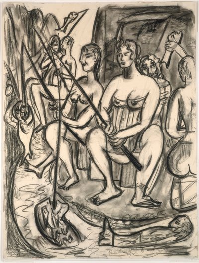 Vrouwen vissen door Max Beckmann