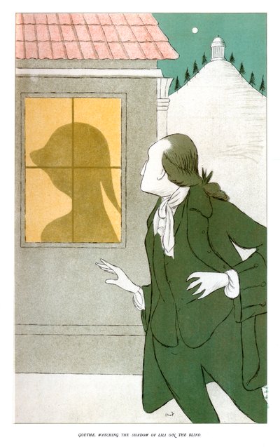 Goethe kijkt naar de schaduw van Lili op de jaloezie, 1904 door Henry Maximilian Beerbohm