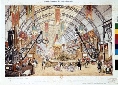 Exposition Universelle 1855: Interieur van de machinekamer in het Palais de l