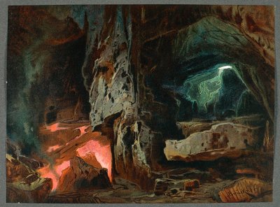 Frankrijk, Parijs, Decorontwerp voor act II van De Ring des Nibelungen - Het Rijngoud door Richard Wagner door Max Bruckner