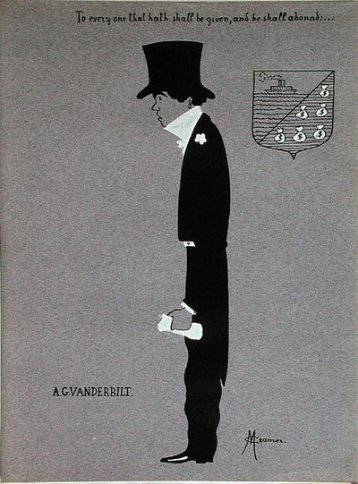 Karikatuur van Alfred Gwynne Vanderbilt (1877-1915), uit 