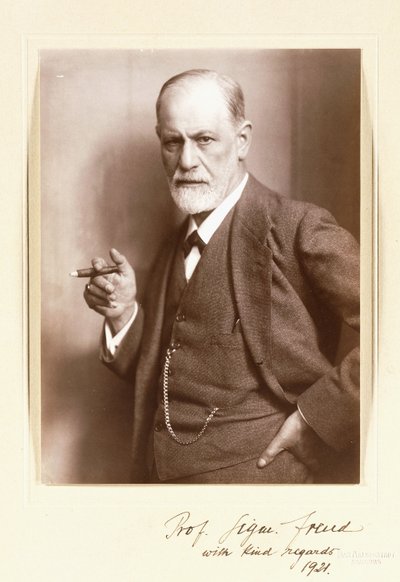 Een gesigneerde foto van Sigmund Freud, c.1921 door Max Halberstadt