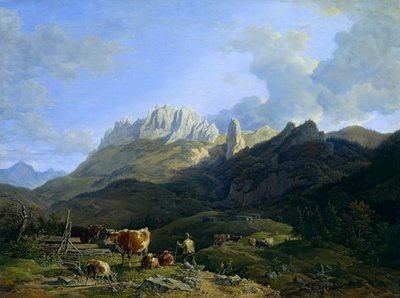 Alpenlandschap met Kampenwand door Max Joseph Wagenbauer