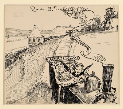 Felicitatie voor 3 jan. 1908 / Wenskaart door Max Klinger