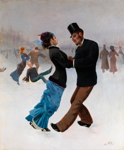 Schaatsers, ca. 1920 door Max Klinger