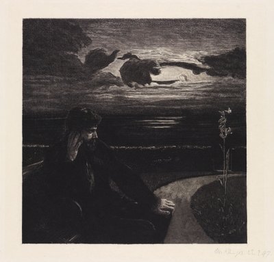 Nacht (Over de dood, eerste deel, opus XI, plaat 1) door Max Klinger