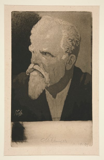 Zelfportret met sigaar door Max Klinger