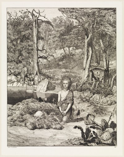 Simplicius bij het graf van de kluizenaar (Intermezzi, Opus IV, blad 8) door Max Klinger