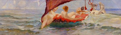 Venus in een schelpenwagen. Onderdeel van de wanddecoratie van Villa Albers in Berlijn-Steglitz door Max Klinger