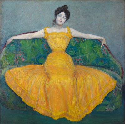 Dame in geel door Max Kurzweil