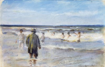 Baden aan de kust door Max Liebermann