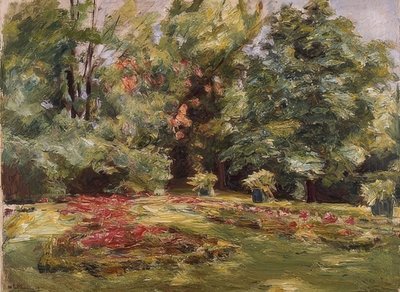 Bloementerras in de Wannseetuin door Max Liebermann